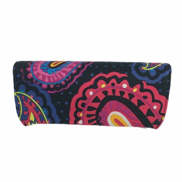 Vera Bradley Clam Shell Eyeglass Case Twilight Paisley Black Pink - Picture 2 of 4
